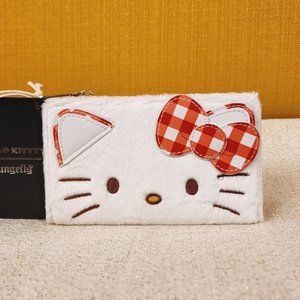 Loungefly Sanrio Hello Kitty Gingham Picnic Cosplay Furry Flap Wallet NEW